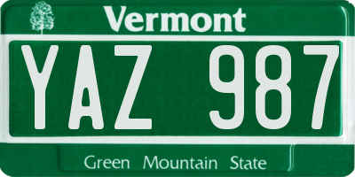 VT license plate YAZ987