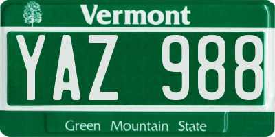 VT license plate YAZ988