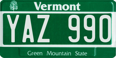 VT license plate YAZ990