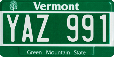VT license plate YAZ991