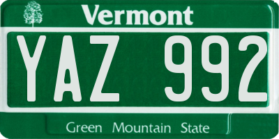 VT license plate YAZ992
