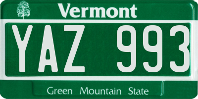 VT license plate YAZ993