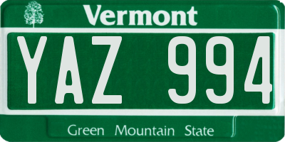 VT license plate YAZ994