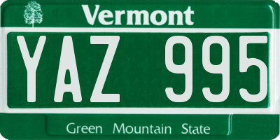 VT license plate YAZ995