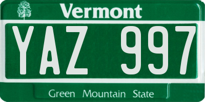 VT license plate YAZ997