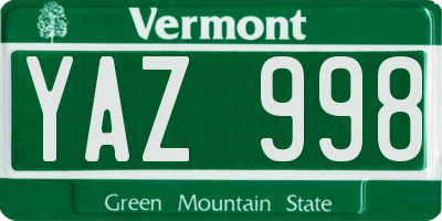 VT license plate YAZ998