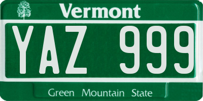 VT license plate YAZ999