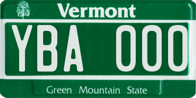 VT license plate YBA000