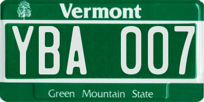 VT license plate YBA007