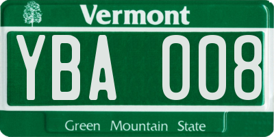 VT license plate YBA008