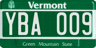 VT license plate YBA009