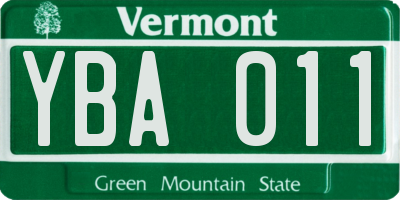 VT license plate YBA011