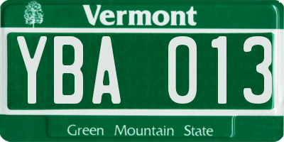 VT license plate YBA013
