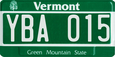 VT license plate YBA015