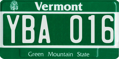 VT license plate YBA016