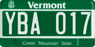 VT license plate YBA017