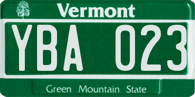 VT license plate YBA023