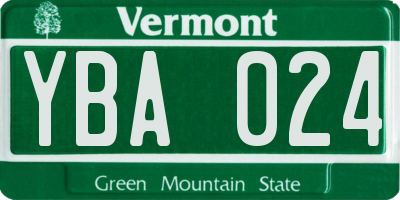 VT license plate YBA024