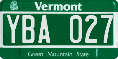 VT license plate YBA027