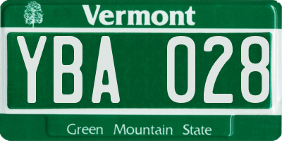 VT license plate YBA028