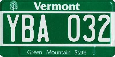 VT license plate YBA032