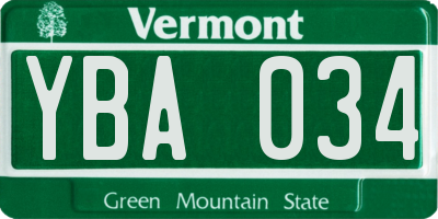 VT license plate YBA034