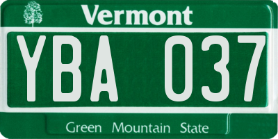 VT license plate YBA037