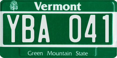 VT license plate YBA041