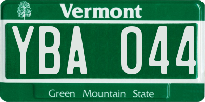 VT license plate YBA044