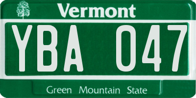 VT license plate YBA047