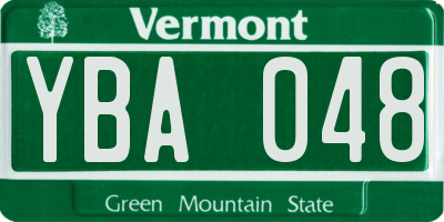 VT license plate YBA048