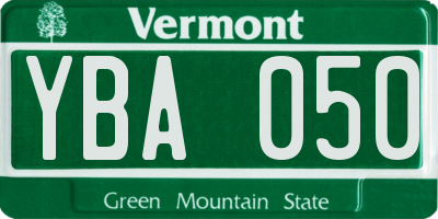 VT license plate YBA050