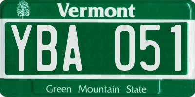VT license plate YBA051
