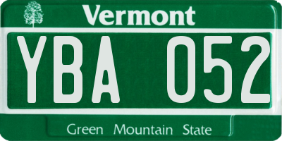 VT license plate YBA052