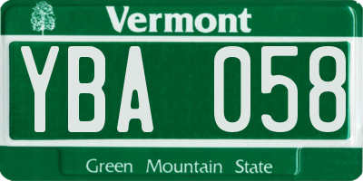 VT license plate YBA058