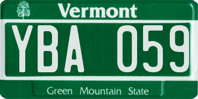 VT license plate YBA059