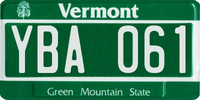 VT license plate YBA061