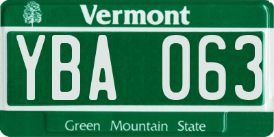 VT license plate YBA063