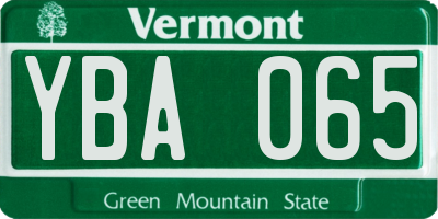VT license plate YBA065