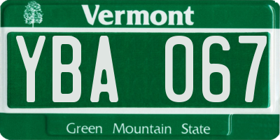 VT license plate YBA067