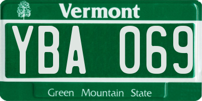 VT license plate YBA069