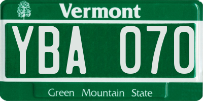 VT license plate YBA070