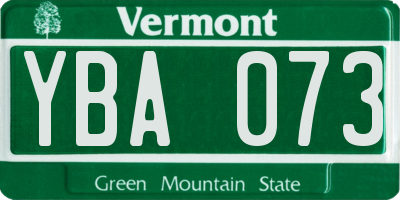 VT license plate YBA073