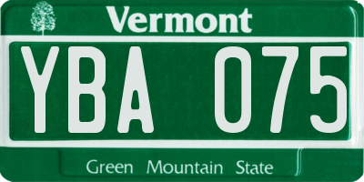 VT license plate YBA075