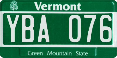 VT license plate YBA076