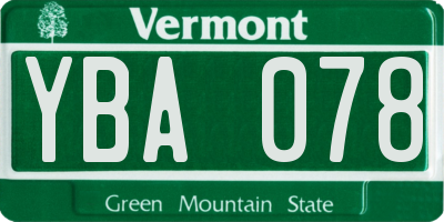 VT license plate YBA078