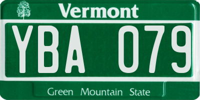 VT license plate YBA079
