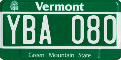 VT license plate YBA080