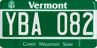 VT license plate YBA082
