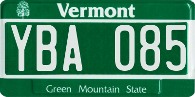 VT license plate YBA085
